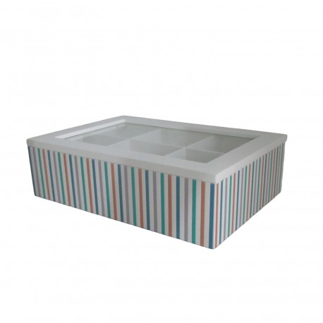 STRIPED TEA BOX 6 COMPARTMENTS