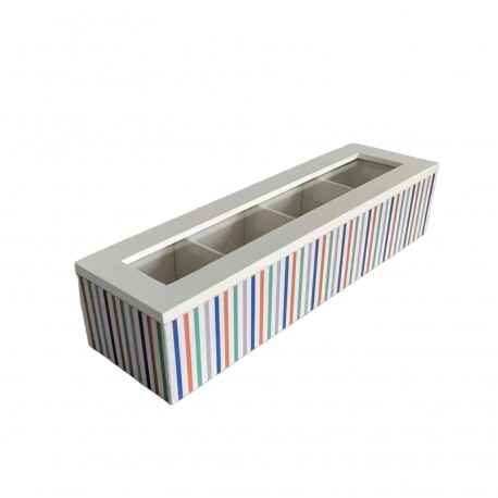 STRIPED TEA BOX 4 COMPARTMENTS