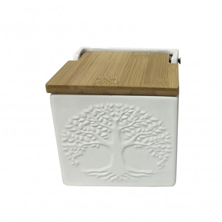 WHITE SQUARE TREE SALT BOWL