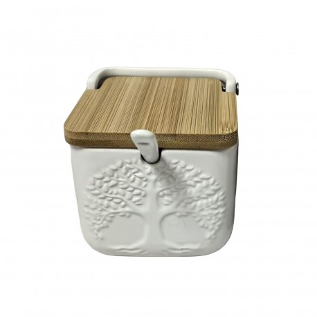 WHITE SQUARE TREE SUGAR BOWL