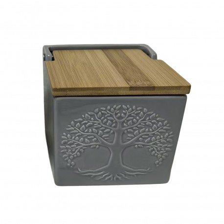 GREY SQUARE TREE SALT BOWL