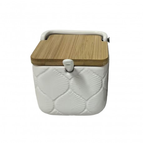 WHITE SQUARE LEAF SUGAR BOWL