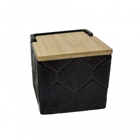 BLACK SQUARE LEAF SALT BOWL