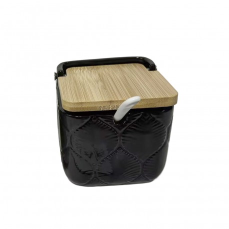 BLACK SQUARE LEAF SUGAR BOWL