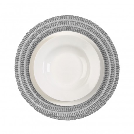 GREY AND WHITE ROUND PLACEMAT