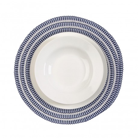 DARK BLUE AND WHITE ROUND PLACEMAT