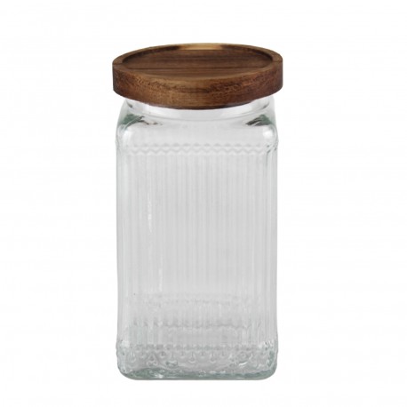 GLASS JAR ACACIA LID 980ML