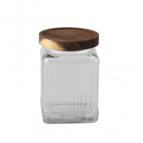 GLASS JAR ACACIA LID 730ML