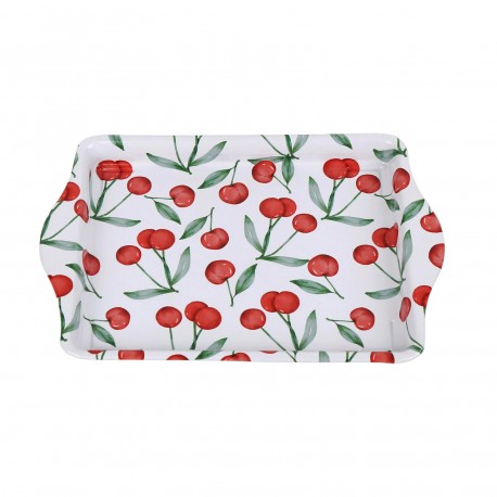 CHERRIES METAL PLATTER WITH HANDLES