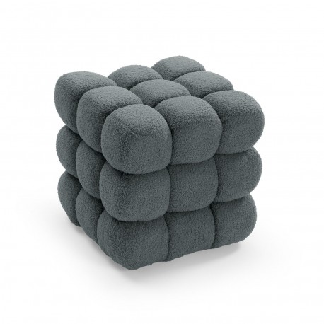 GREY "HARNETT" FLEECE SQUARE POUFFE