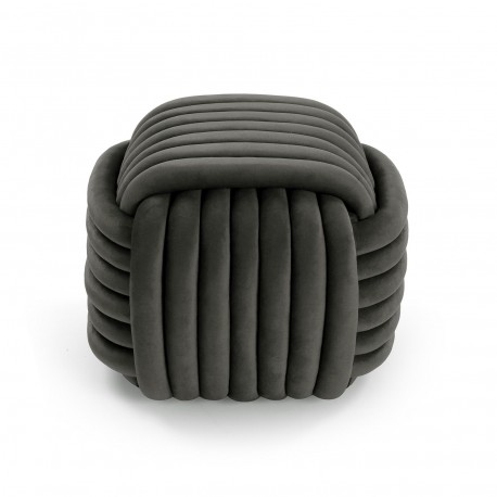 DARK GREY "KNOT" SQUARE POUFFE