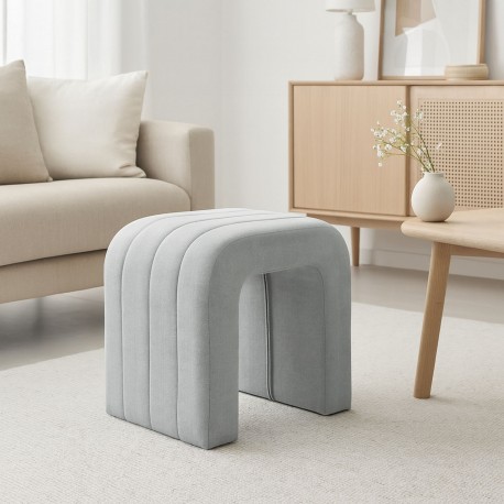 LIGHT GREY UPHOLSTERED STOOL