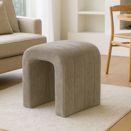 BEIGE UPHOLSTERED STOOL