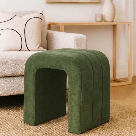 GREEN UPHOLSTERED STOOL