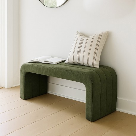 GREEN UPHOLSTERED BENCH