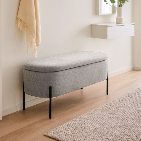 LIGHT GREY UPHOLSTERED END BED BENCH