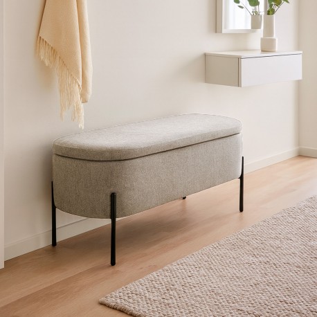 BEIGE UPHOLSTERED END BED BENCH