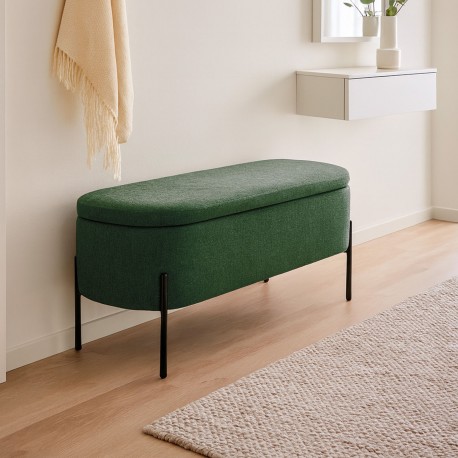GREEN UPHOLSTERED END BED BENCH