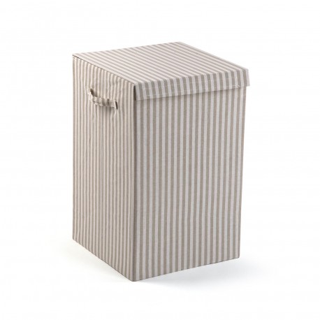 FOLDABLE GREY STRIPED HAMPER