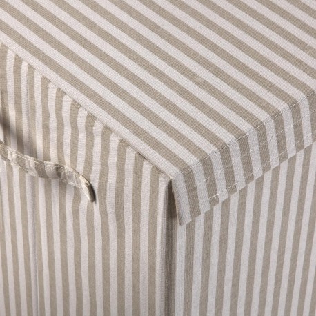 FOLDABLE GREY STRIPED HAMPER