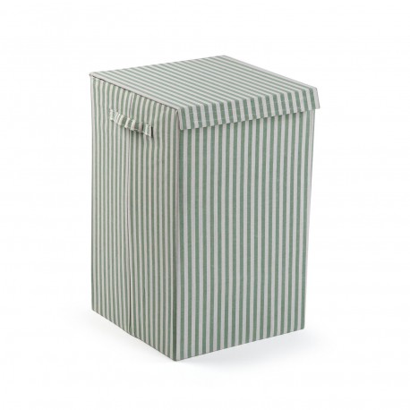 FOLDABLE GREEN STRIPED HAMPER