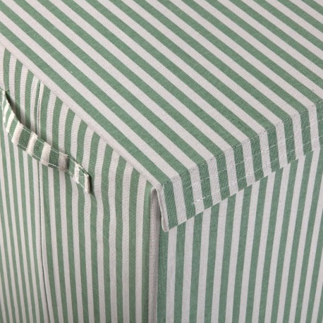 FOLDABLE GREEN STRIPED HAMPER