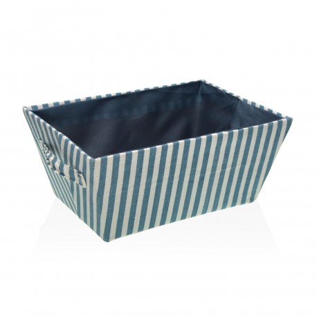 BLUE STRIPED RECTANGULAR BASKET