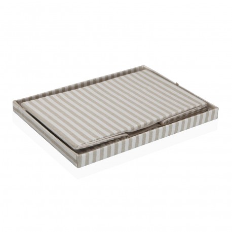 GREY STRIPED RECTANGULAR LIDDED BASKET