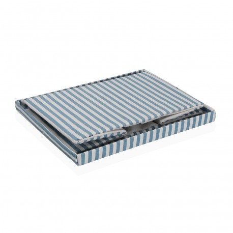 BLUE STRIPED RECTANGULAR LIDDED BASKET