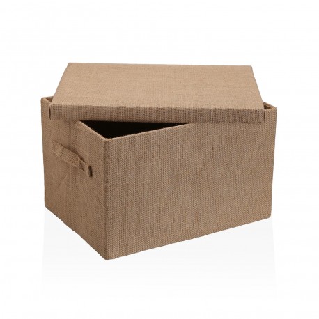 JUTE RECTANGULAR LIDDED BASKET