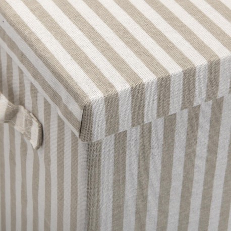 GREY STRIPED SQUARE LIDDED BASKET