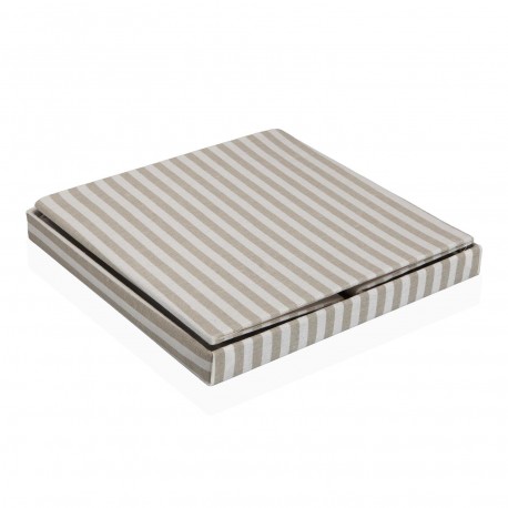 GREY STRIPED SQUARE LIDDED BASKET