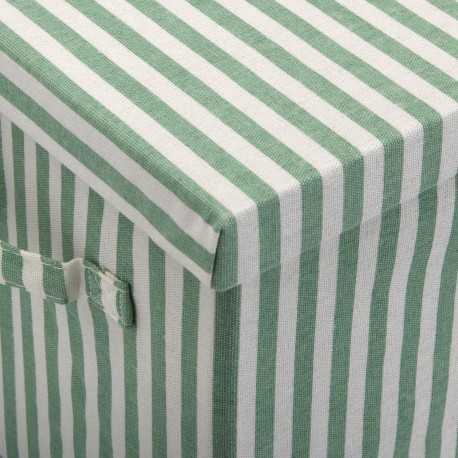 GREEN STRIPED SQUARE LIDDED BASKET