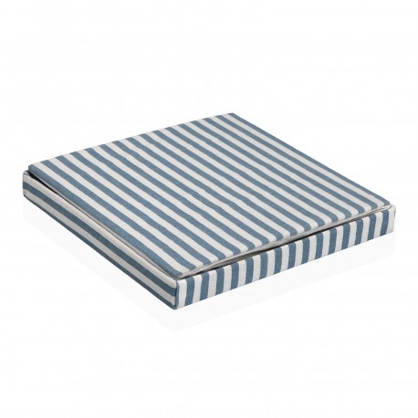 BLUE STRIPED SQUARE LIDDED BASKET