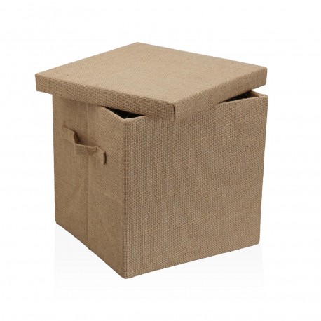 JUTE SQUARE LIDDED BASKET