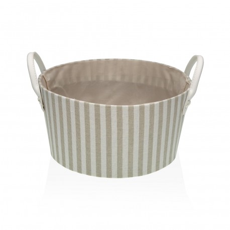 GREY STRIPED ROUND BASKET