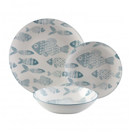 18-PIECE BLUE FISH DINNER SET