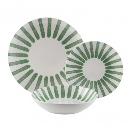 18-PIECE GREEN JUNGLE DINNER SET