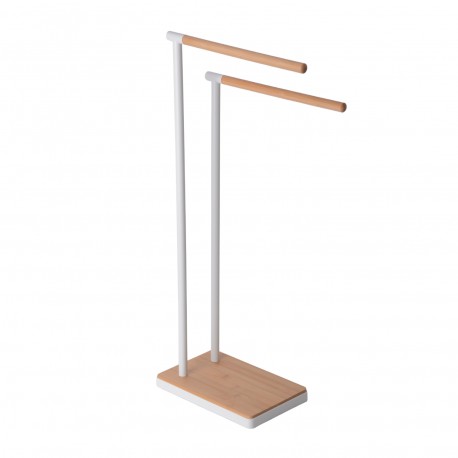 WHITE BAMBOO DOUBLE TOWEL RAIL