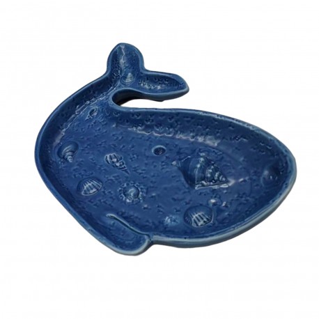 BLUE CERAMIC WHALE FIGURE