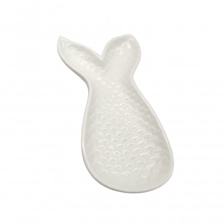 WHITE CERAMIC FISH FIGURE