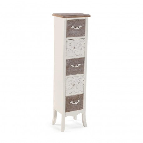 RUSTIC WHITE CHEST 5 DRAWERS