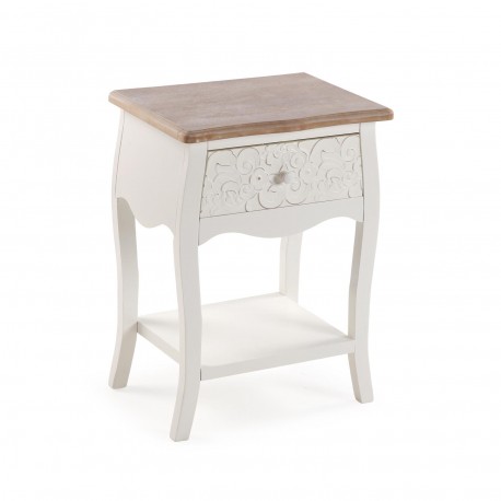 RUSTIC WHITE BEDSIDE TABLE