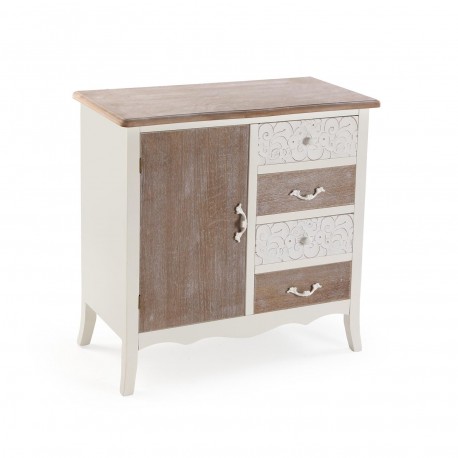 RUSTIC WHITE CHEST 4 DRAWERS/1 DOOR