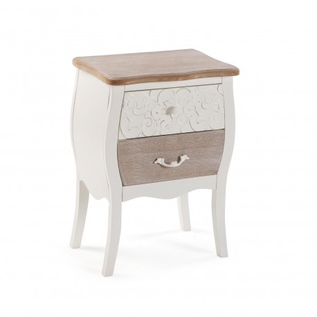 RUSTIC WHITE BEDSIDE 2 DRAWERS