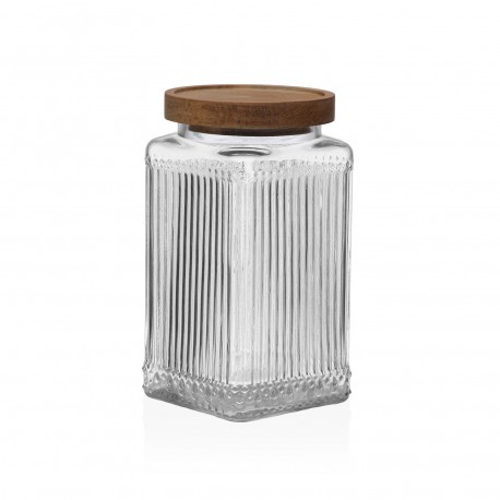GLASS JAR ACACIA LID 980ML