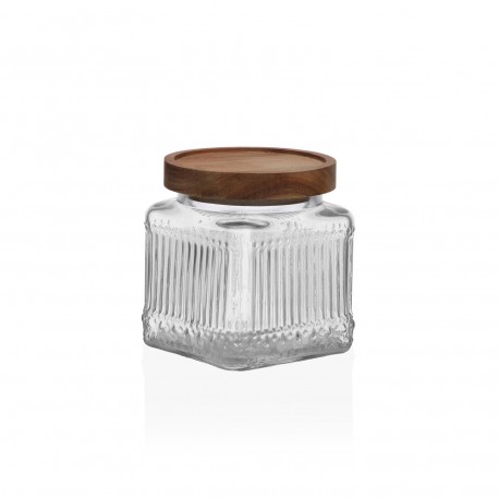 GLASS JAR ACACIA LID 520ML
