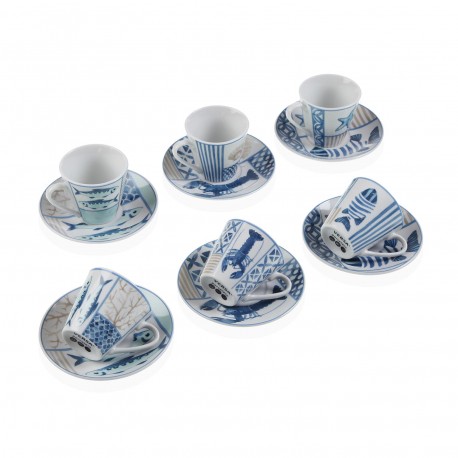 BLUE MARINE COFFEE SET WITH SAUCERS