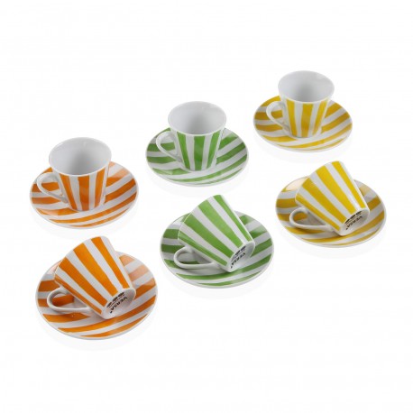 CITRUS STRIPES COFFEE SET WITH SAUCERS