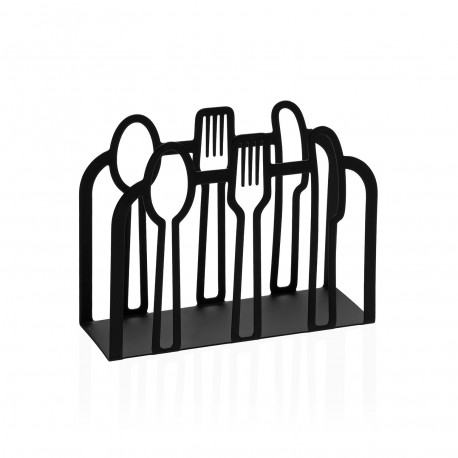 BLACK CUTLERY METAL NAPKIN HOLDER